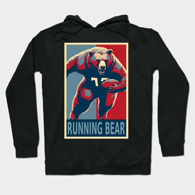 Running Bear (Back) American Football Bear HOPE Hoodie by DesignArchitect